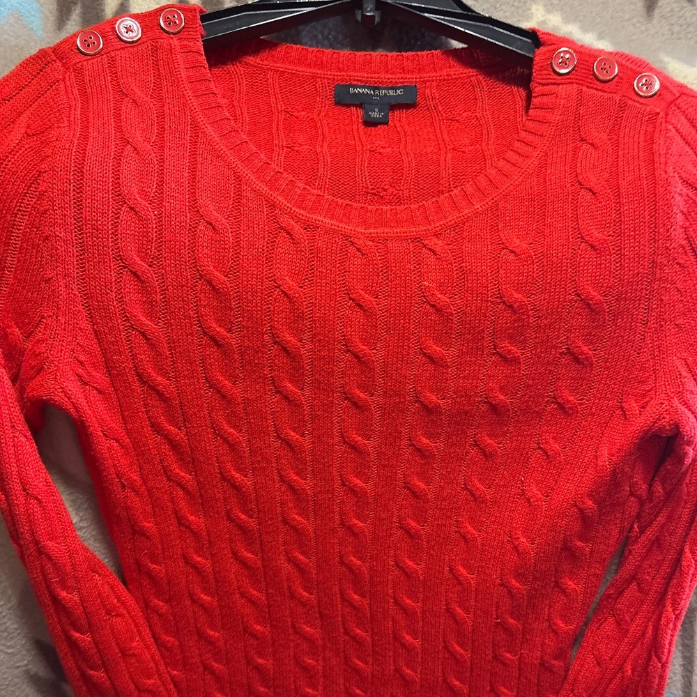 Banana Republic Red Cable Sweater